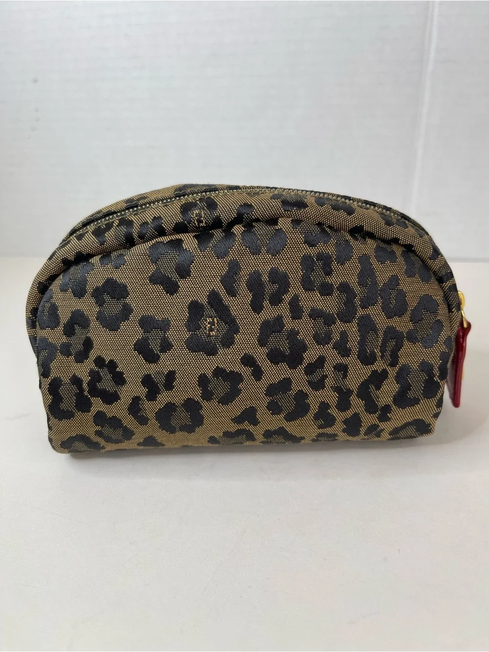 Fendi leopard-print canvas and leather cosmetic pouch